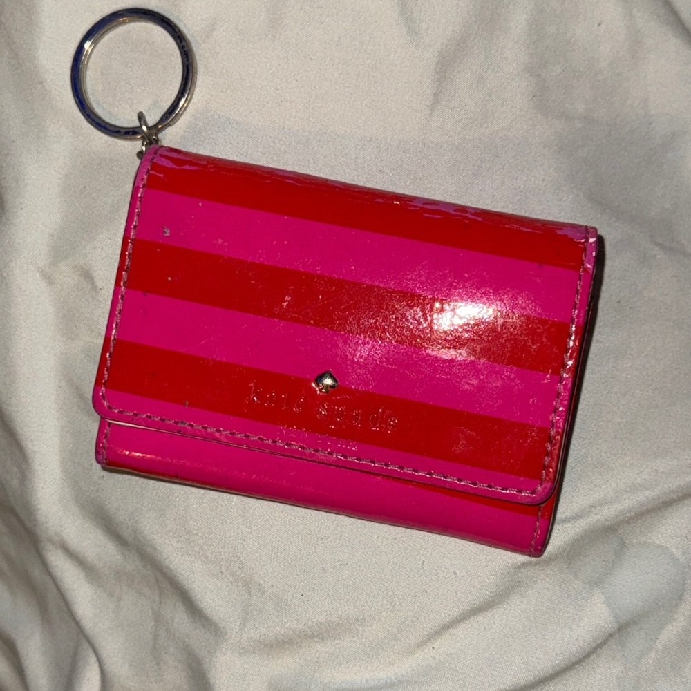 Kate Spade Vibrant Pink and Red tiny keychain wallet /coin purse